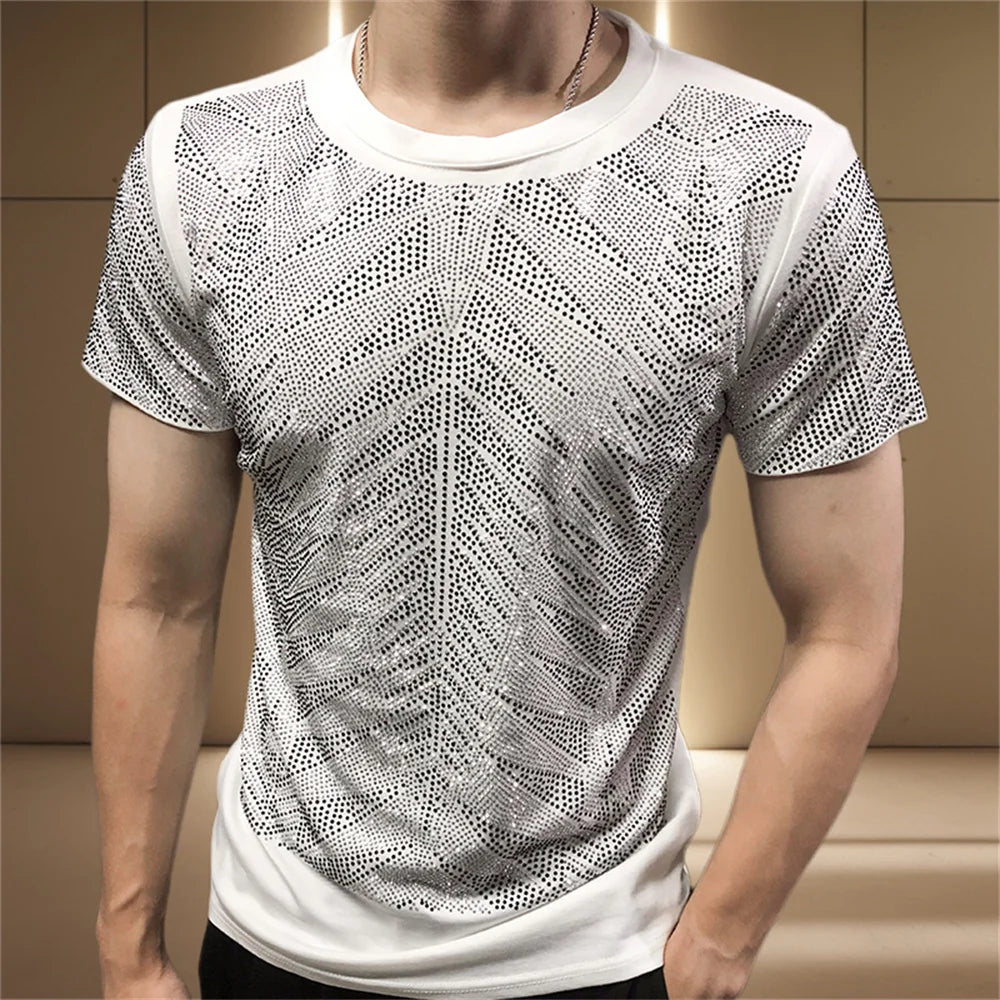 Broadcloth Fabric Rhinestone Design T-Shirt