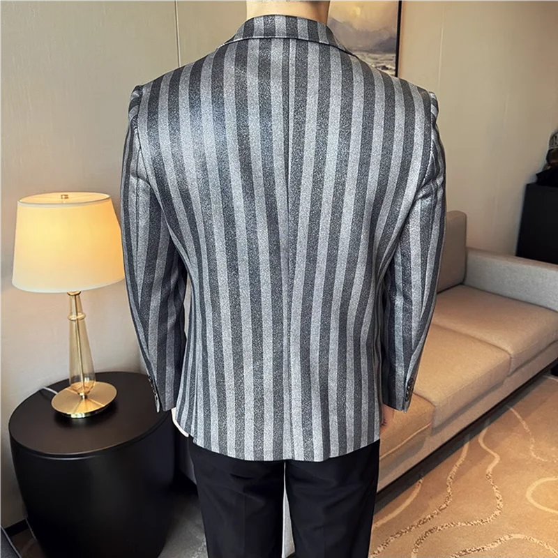 Vertical Striped Pattern Single-Breasted Blazer
