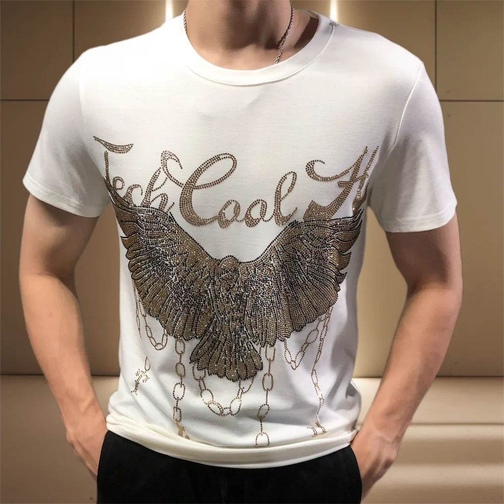 Rhinestone Eagle Black Gold T-Shirt