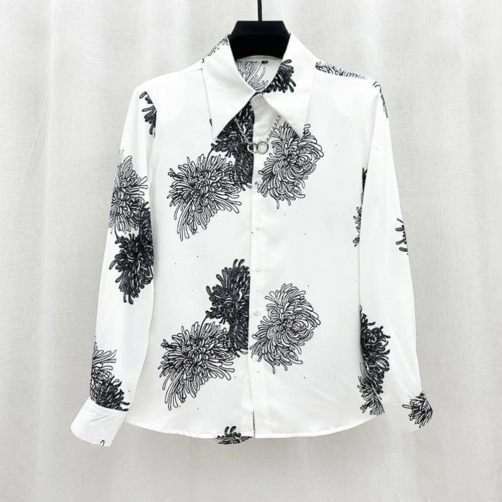 Solid Floral Sequin Starry Sky Shirt