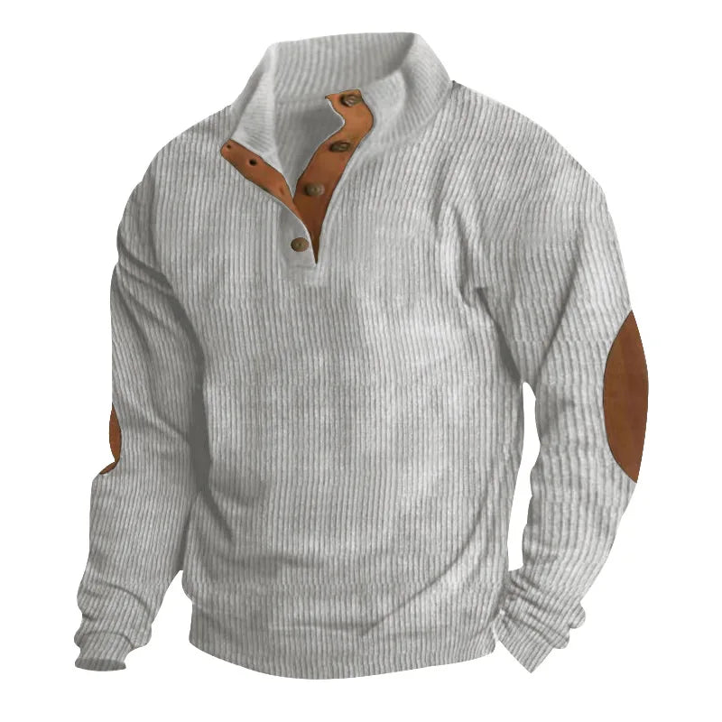 Solid Outdoor Casual Buttoned Sweatshirt