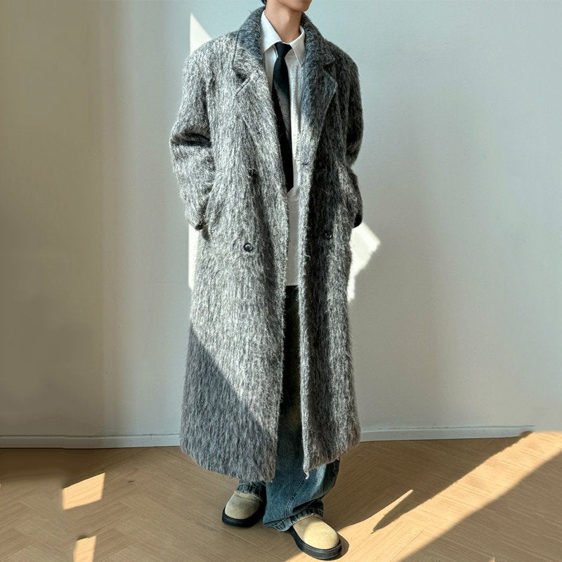 Grey Woolen Double Breasted Coat