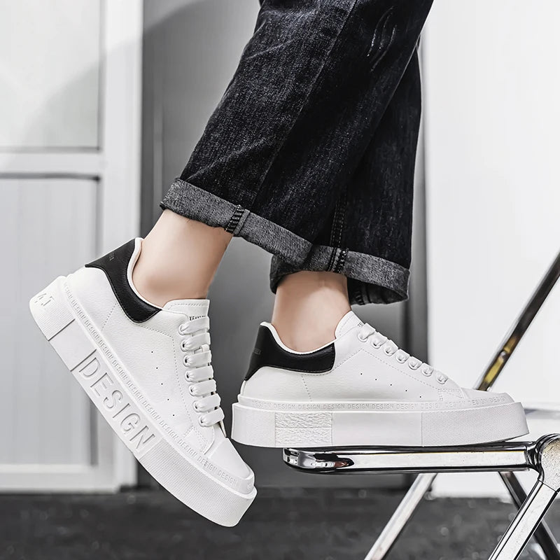 Comfortable Leather Low-Cut Platform Sneakers