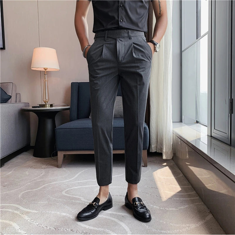 Casual Small Belt Slim Fit Trousers