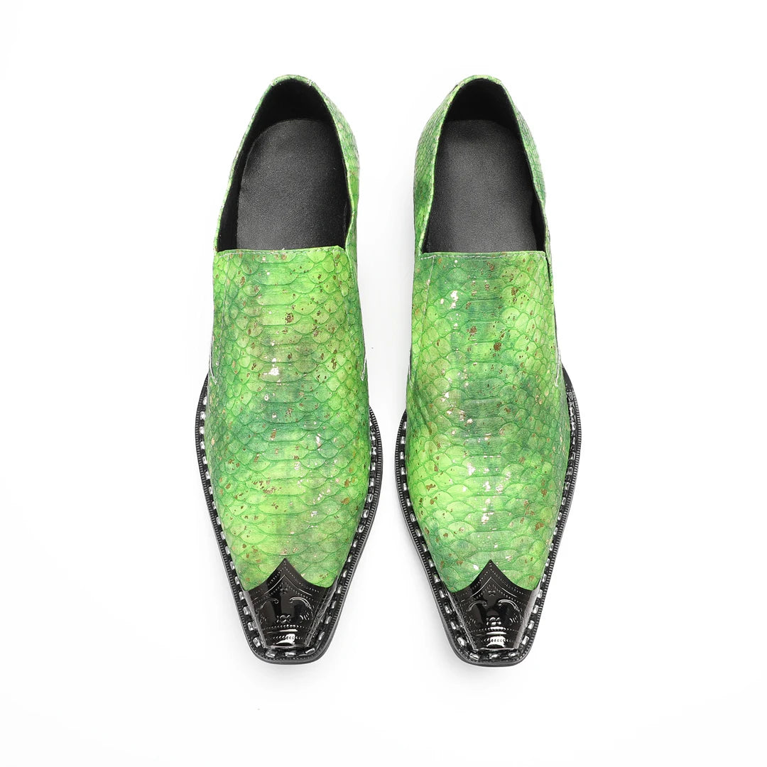 Bright Green Neon Color Leather Shoes