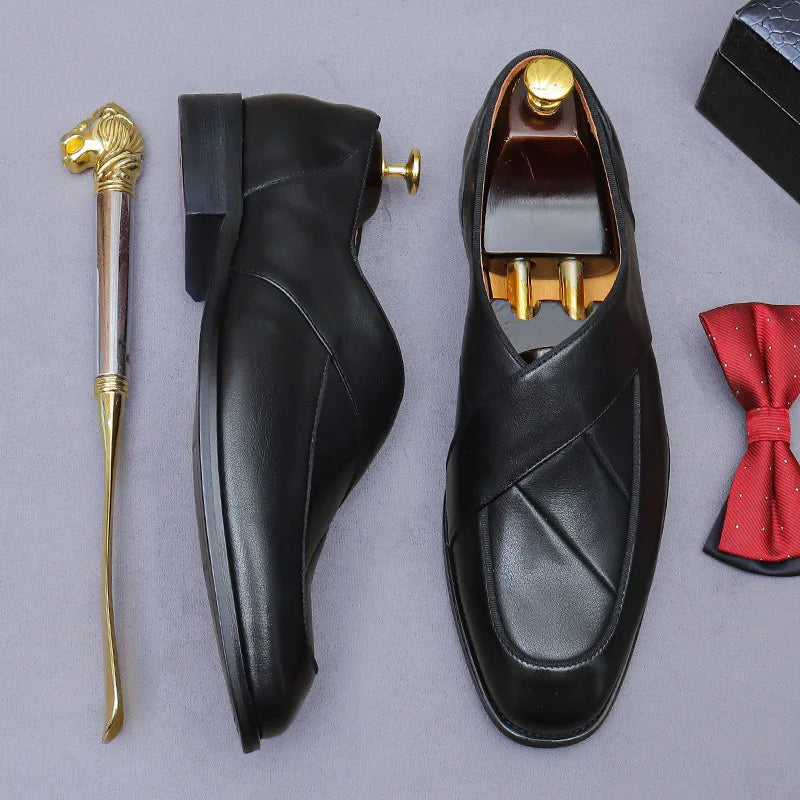 Criss-Cross Classic Leather Loafers