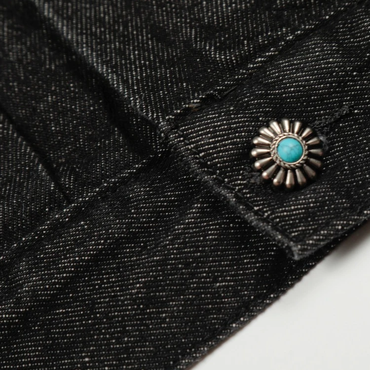 Metal Buckle Studded Design Retro Jacket