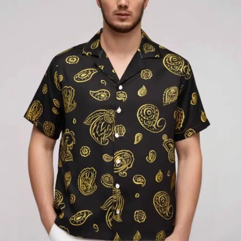 Black Geometric Paisley Pattern Shirt