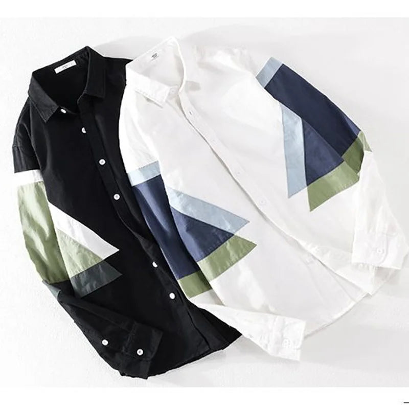 Fashion Splicing Contrast Loose Shirt