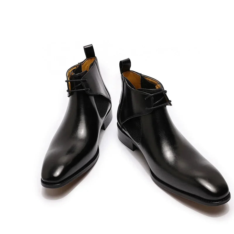 Sleek Color Style Genuine Leather Chelsea Boots