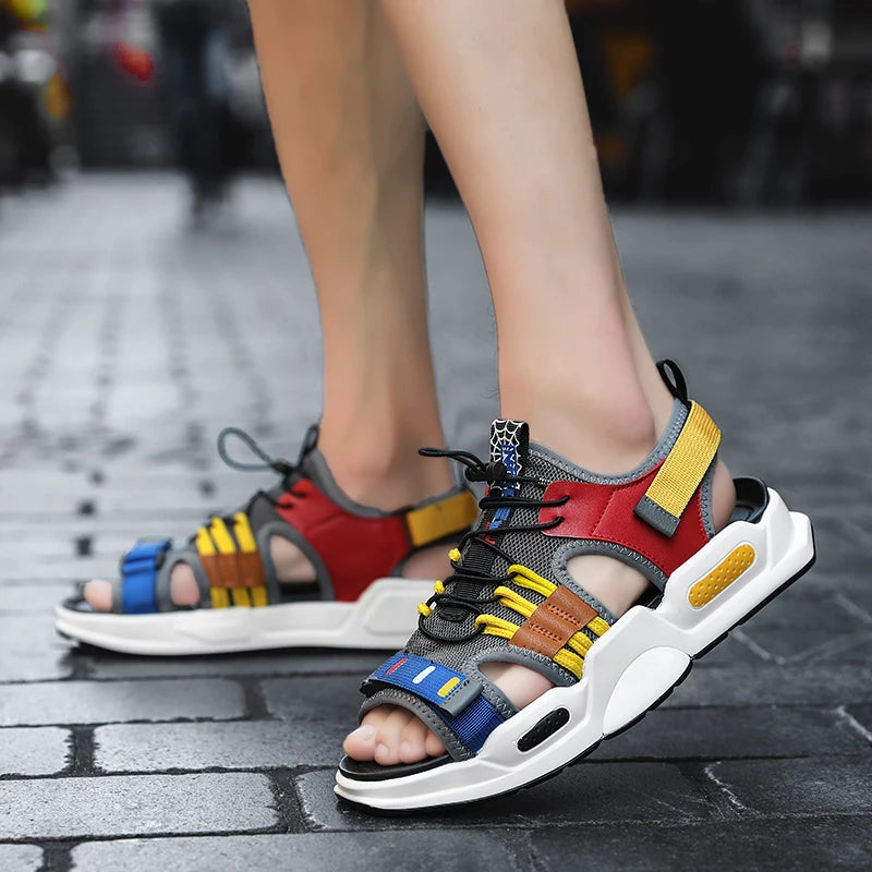 Air Mesh Color Blocks Upper Sandals