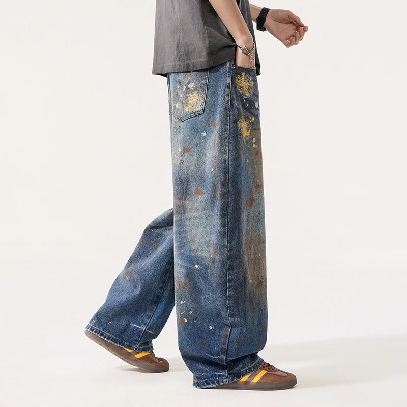 Ink Splash Graffiti Barrel Jeans