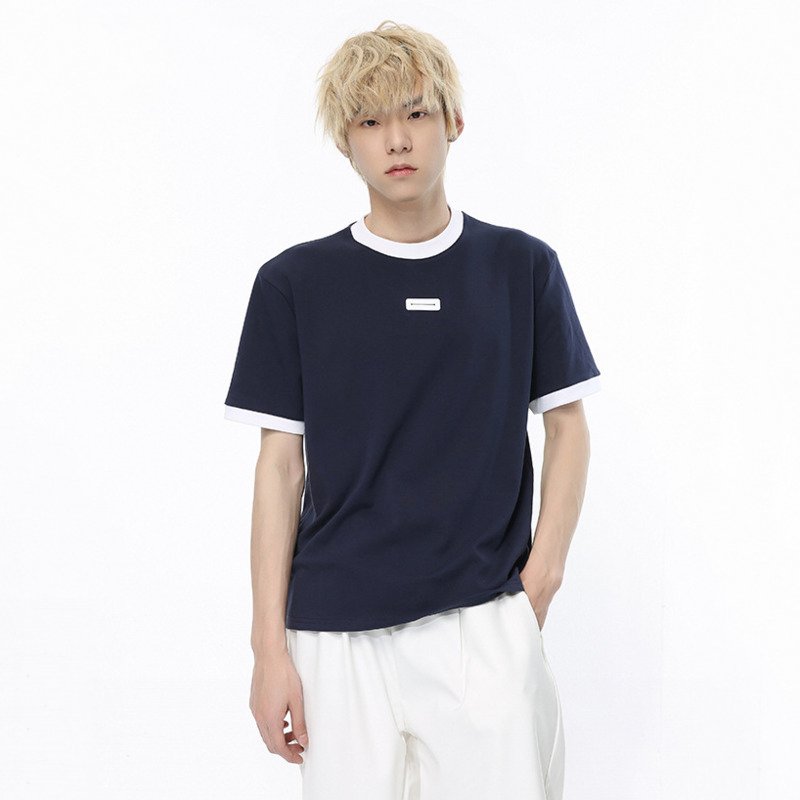 Simple Style Broadcloth O-Neck T-Shirt