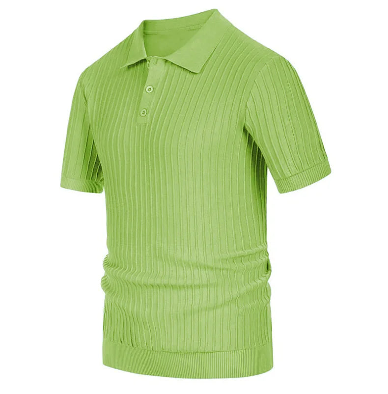 Striped Knitted Short Sleeve Polo Shirt