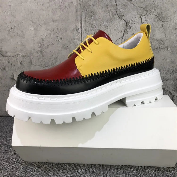 Mixed Colors Split Leather Men's Shoes