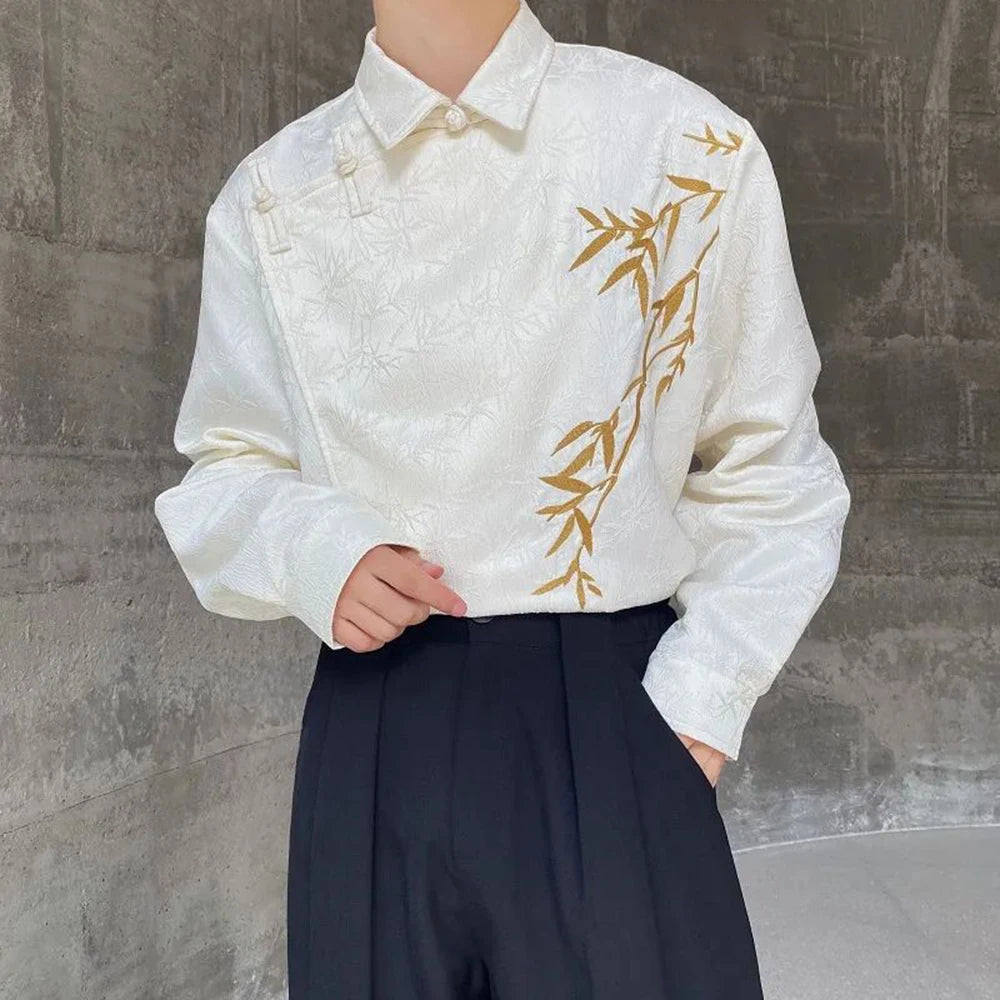 Vintage Chinese Jacquard Embroidered Shirt