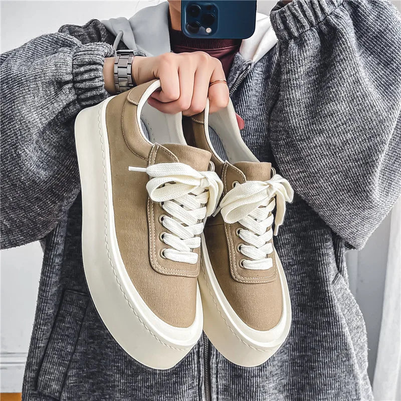 Casual Low-Top Thick Sole Canvas Sneakers