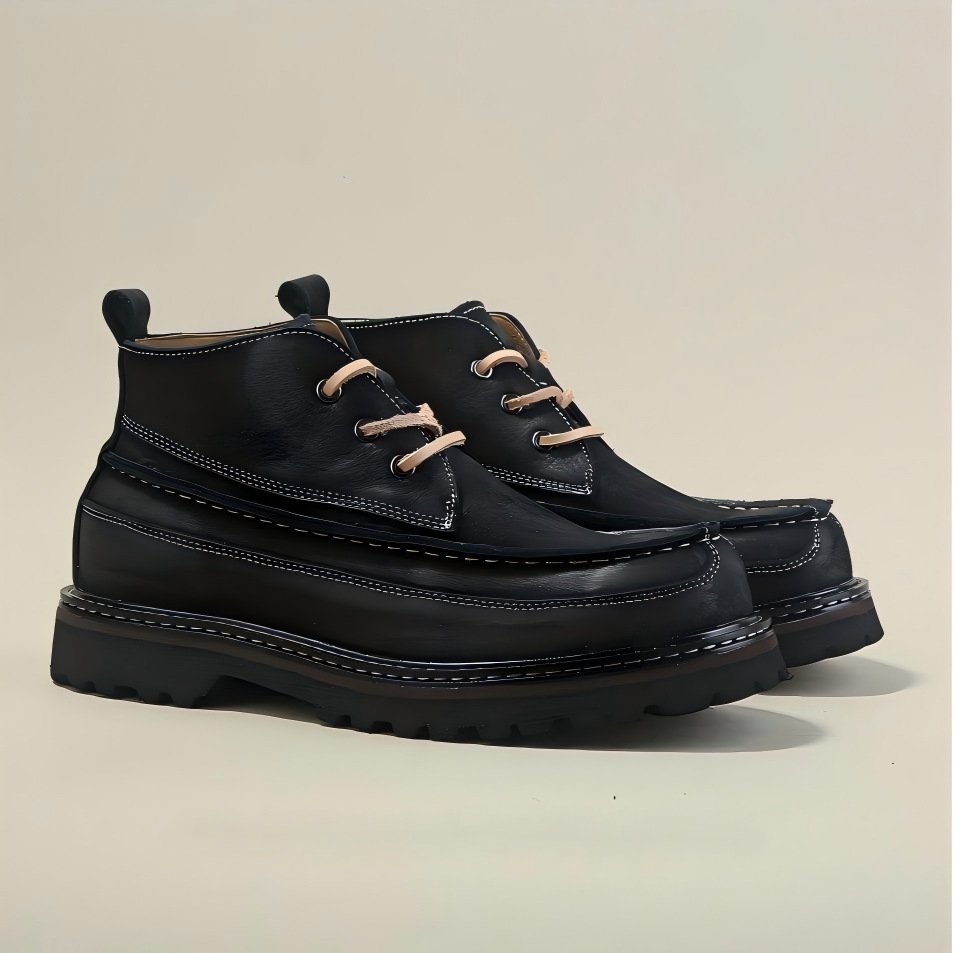 Rugged Style Leather High Top Boots