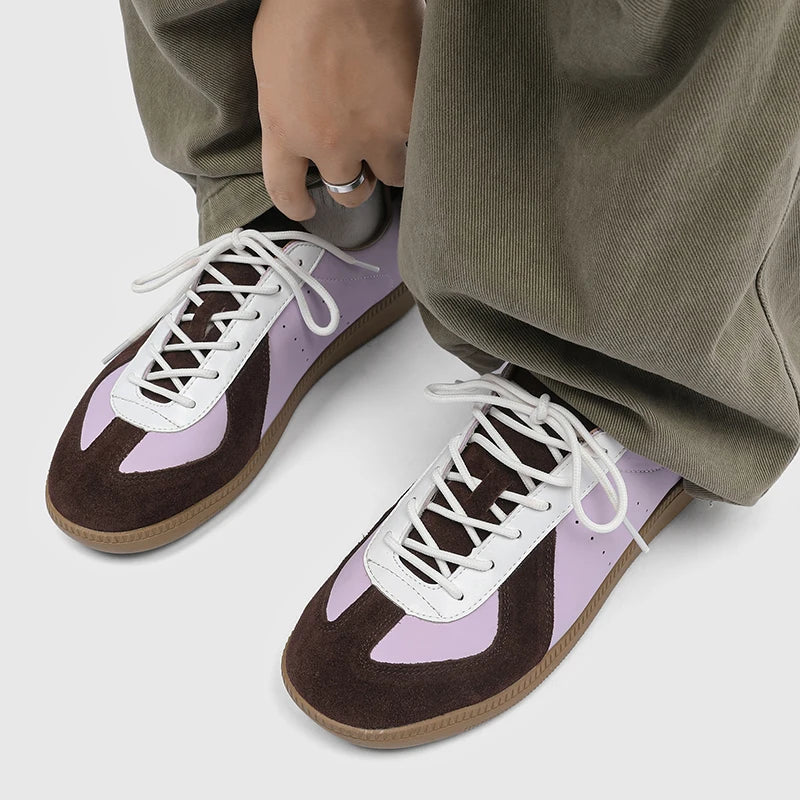 Clean Contrast Lace-Up Sneakers