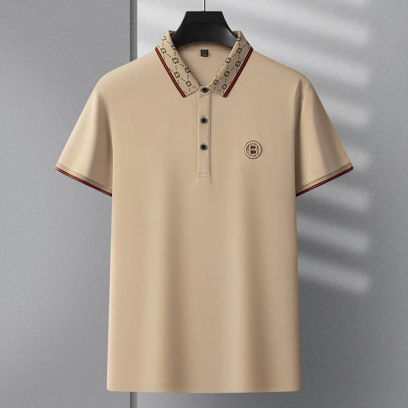 Collar Patterned Embroidery Polo Shirt