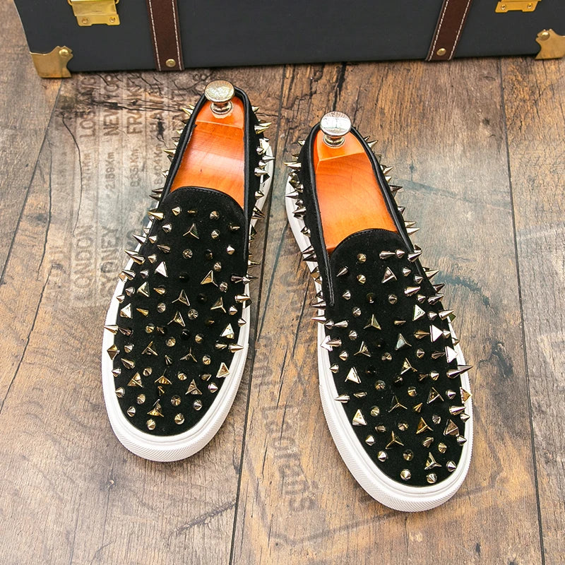 Punk Round Toe Rhinestone Rivet Sneakers