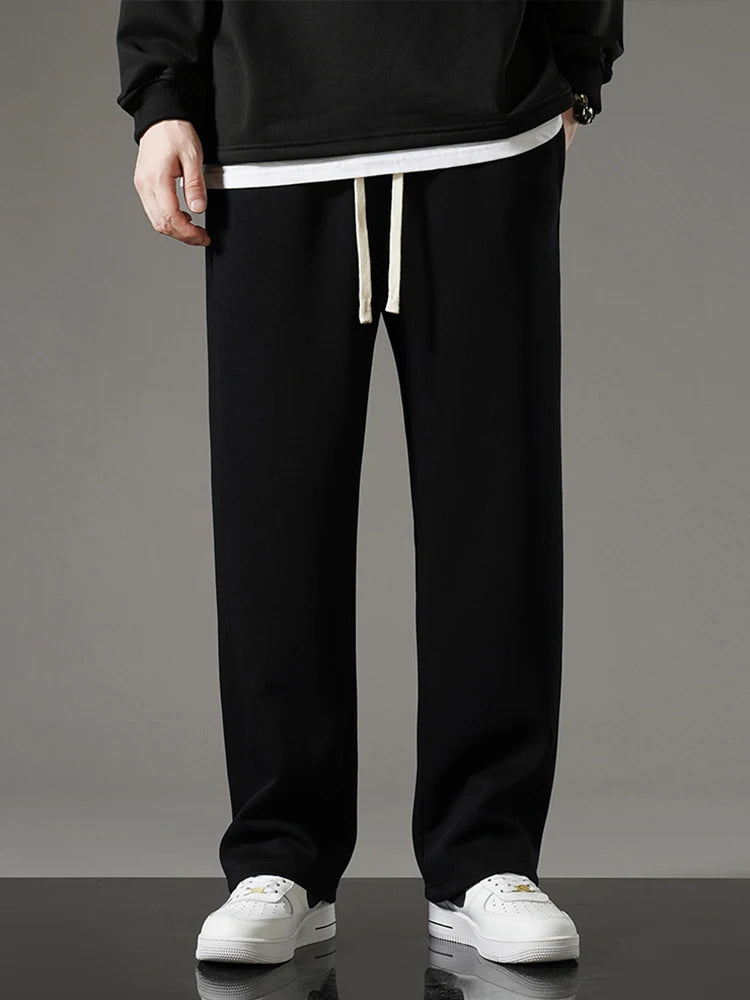 Casual Solid Drawstring Straight Sweatpants