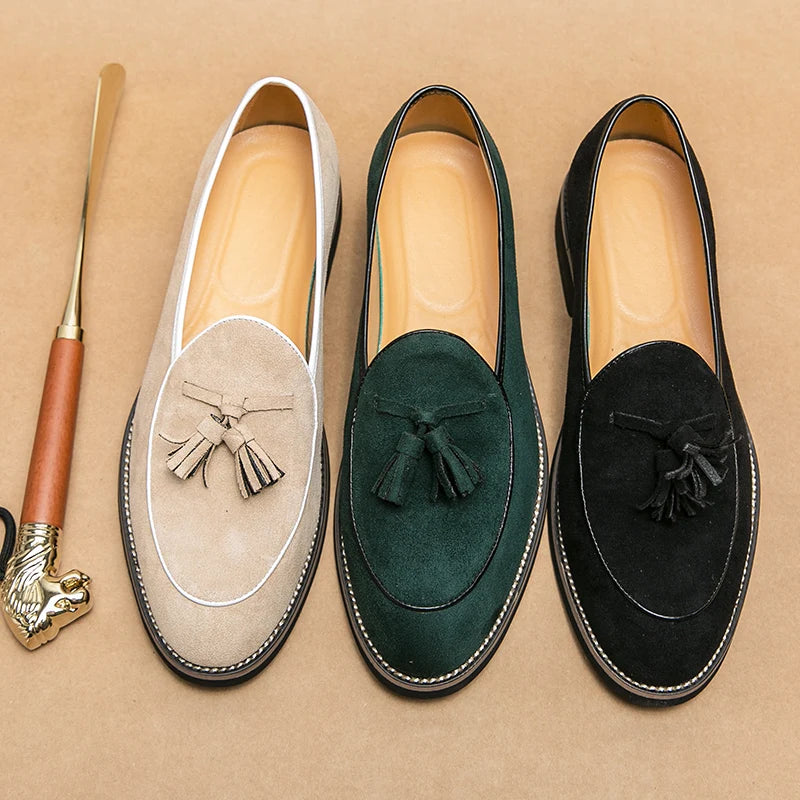 Tassels Decor Solid Faux Suede Loafers