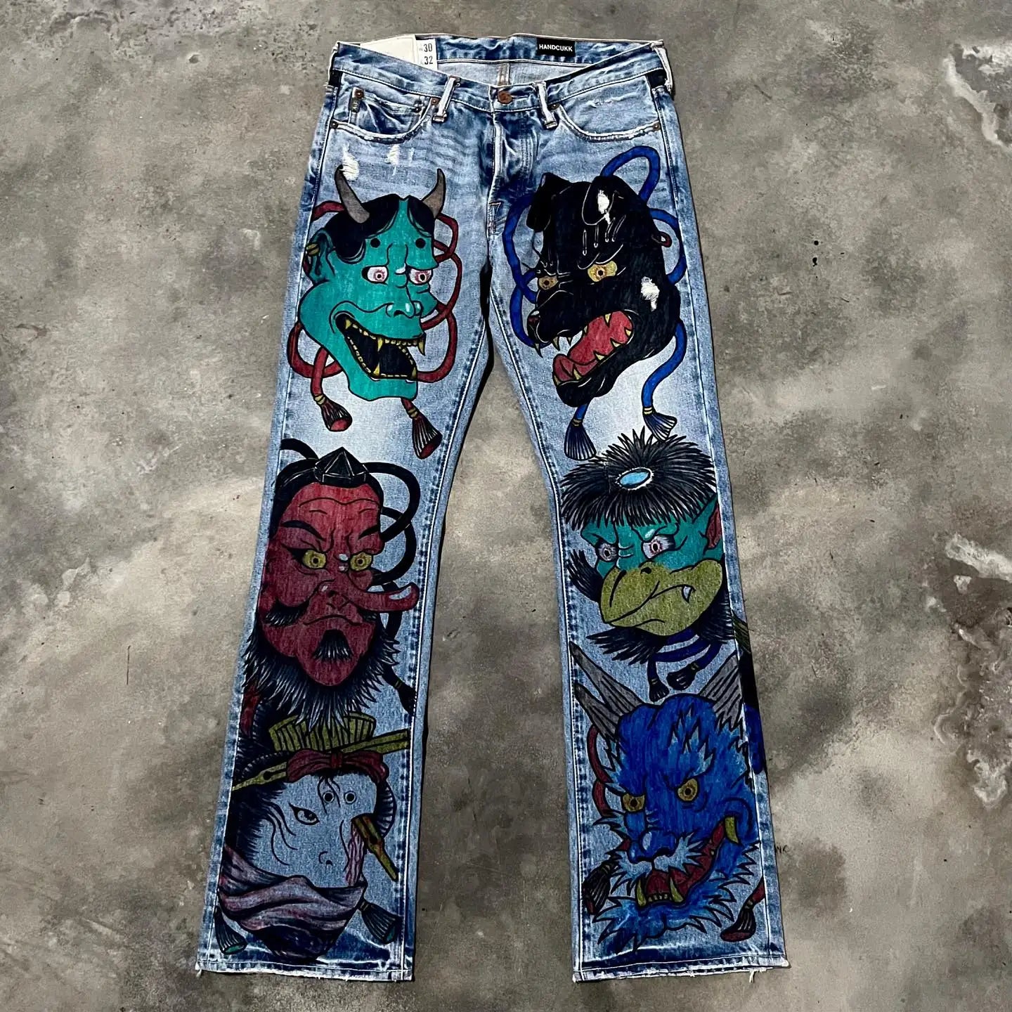 Gothic Style Character Printed Jeans