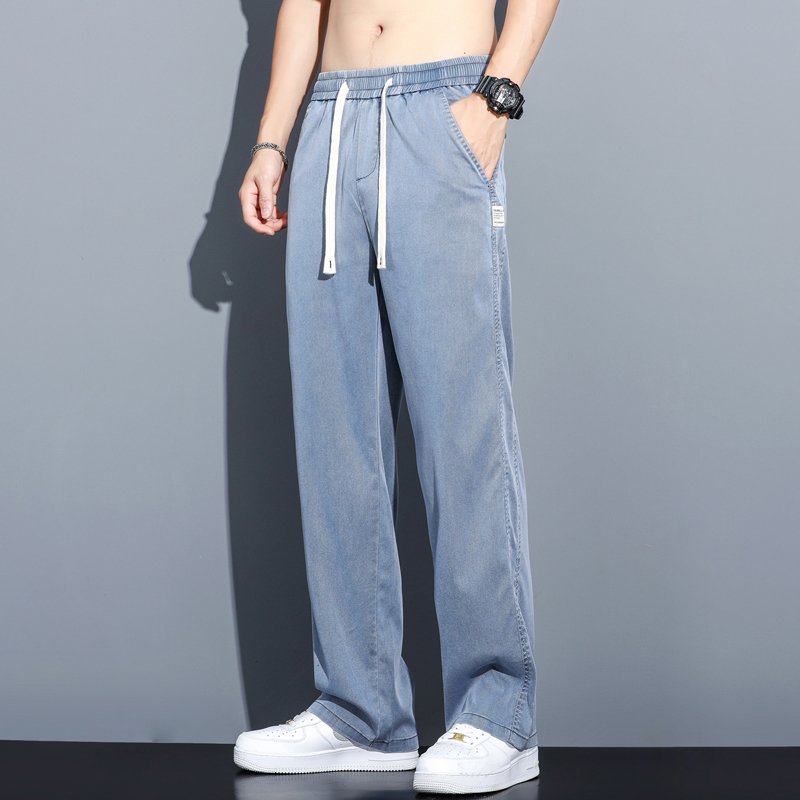 Soft Lyocell Straight Drawstring Pants