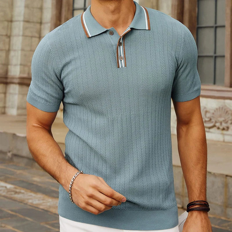 Button-Down Leisure Knit Polo Shirt