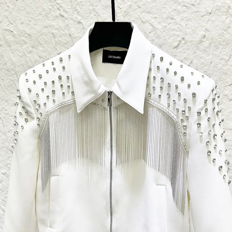 Punk Rock Rhinestone Tassel Jacket