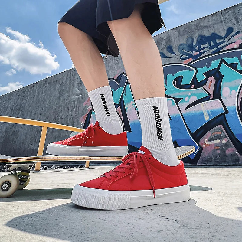 Casual Faux Nubuck Leather Flat Sneakers