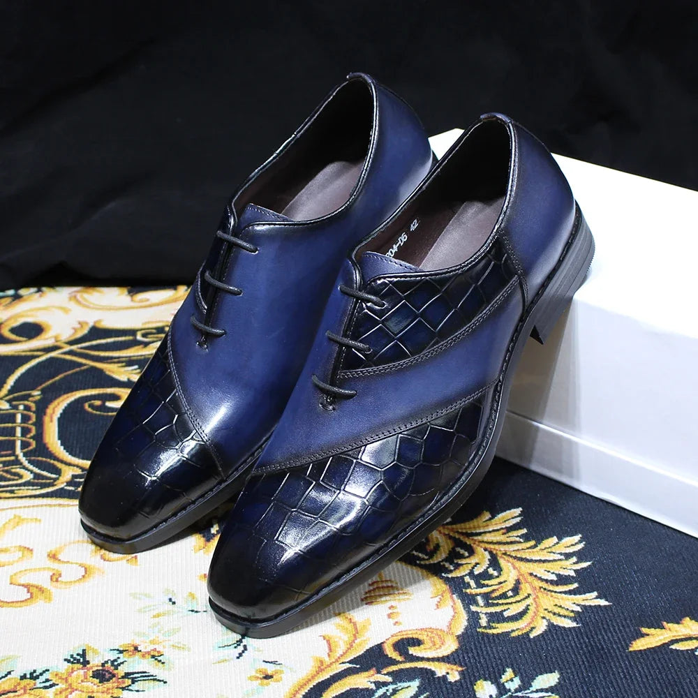 Alligator Pattern Oxford Brogue Men Shoes