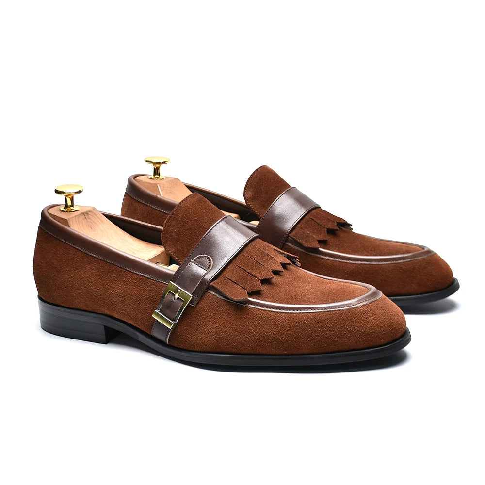 Tassel with Buckle Suede Leather Loafers