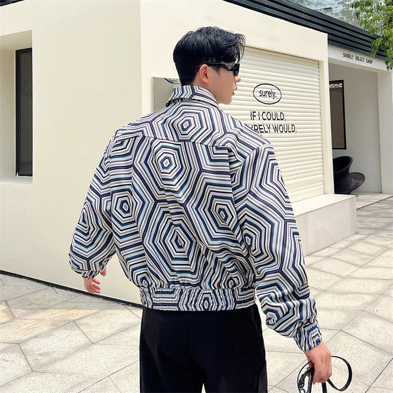 Streetwear Geometric Loose Bomber Jacket