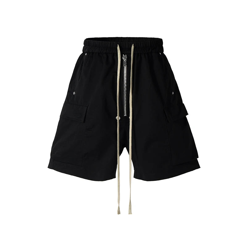 Black Zipper Techwear Shorts