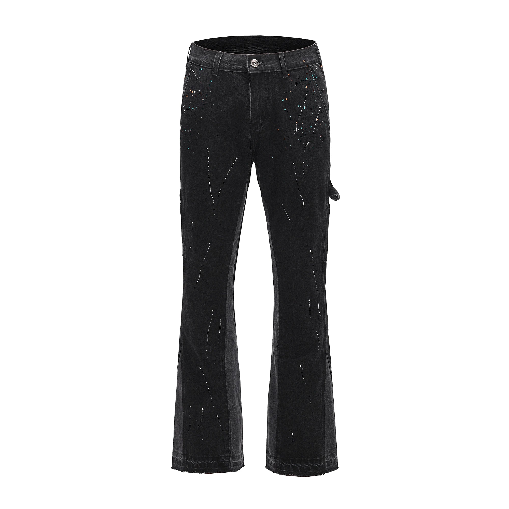 Vintage Splashed Ink Streetwear Flared Jeans