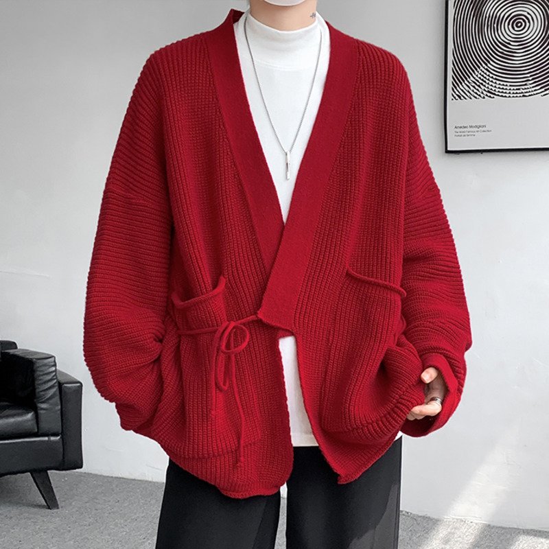 Wool Knitted V-neck Men's Cardigan