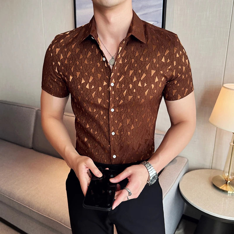 Geometric Slim Fit Single Breasted Shirt