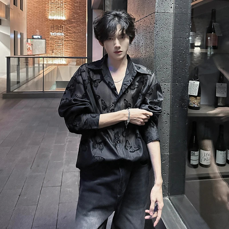 Butterfly Pattern Sheer Cloth Shirt