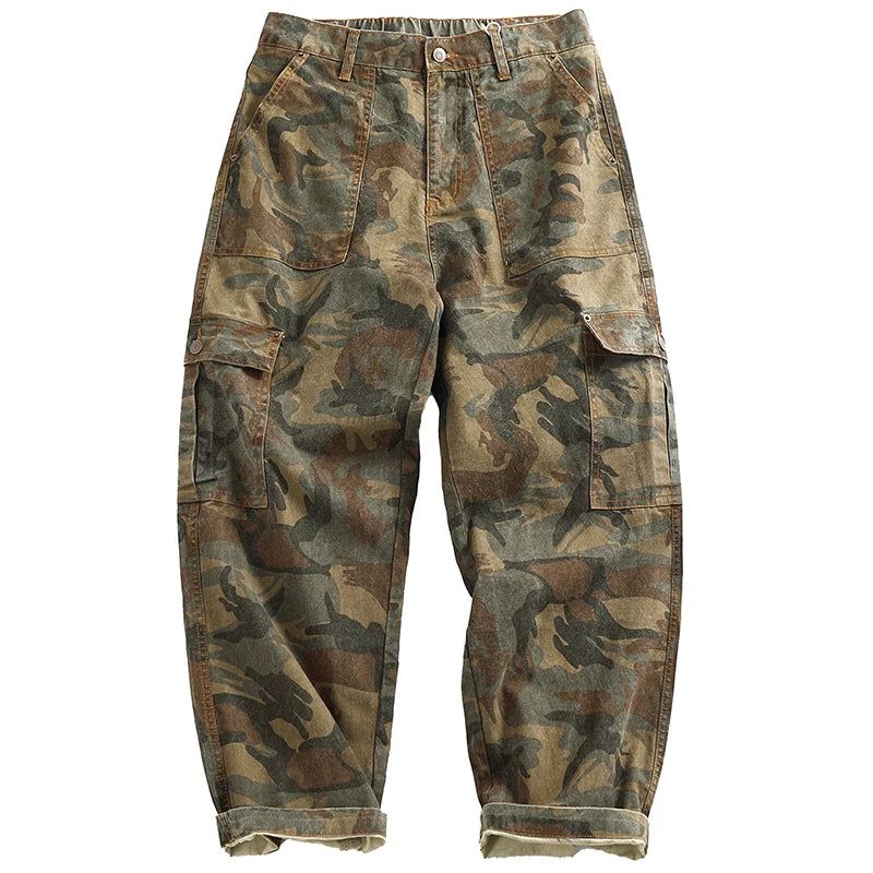 Twill Camouflage Pleated Cargo Pants