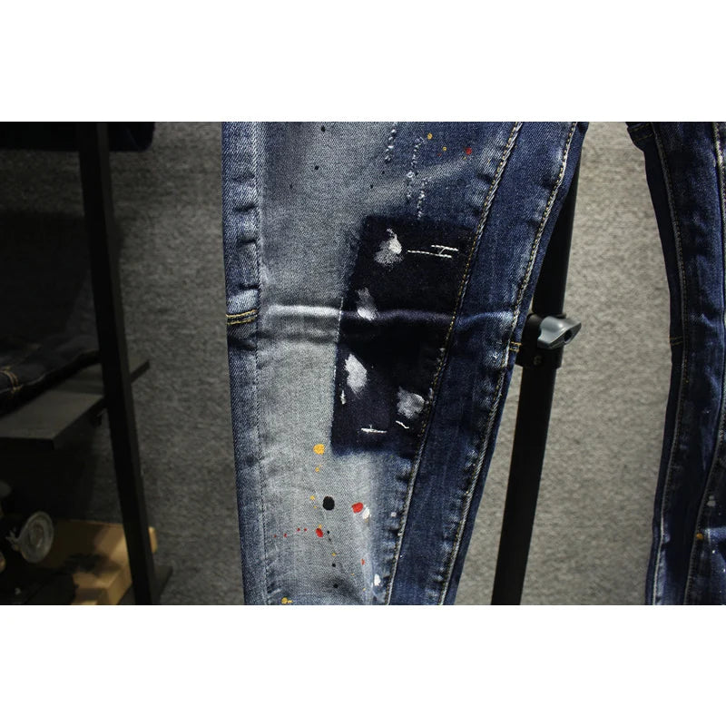 Spliced Designer Patched Ripped Jeans