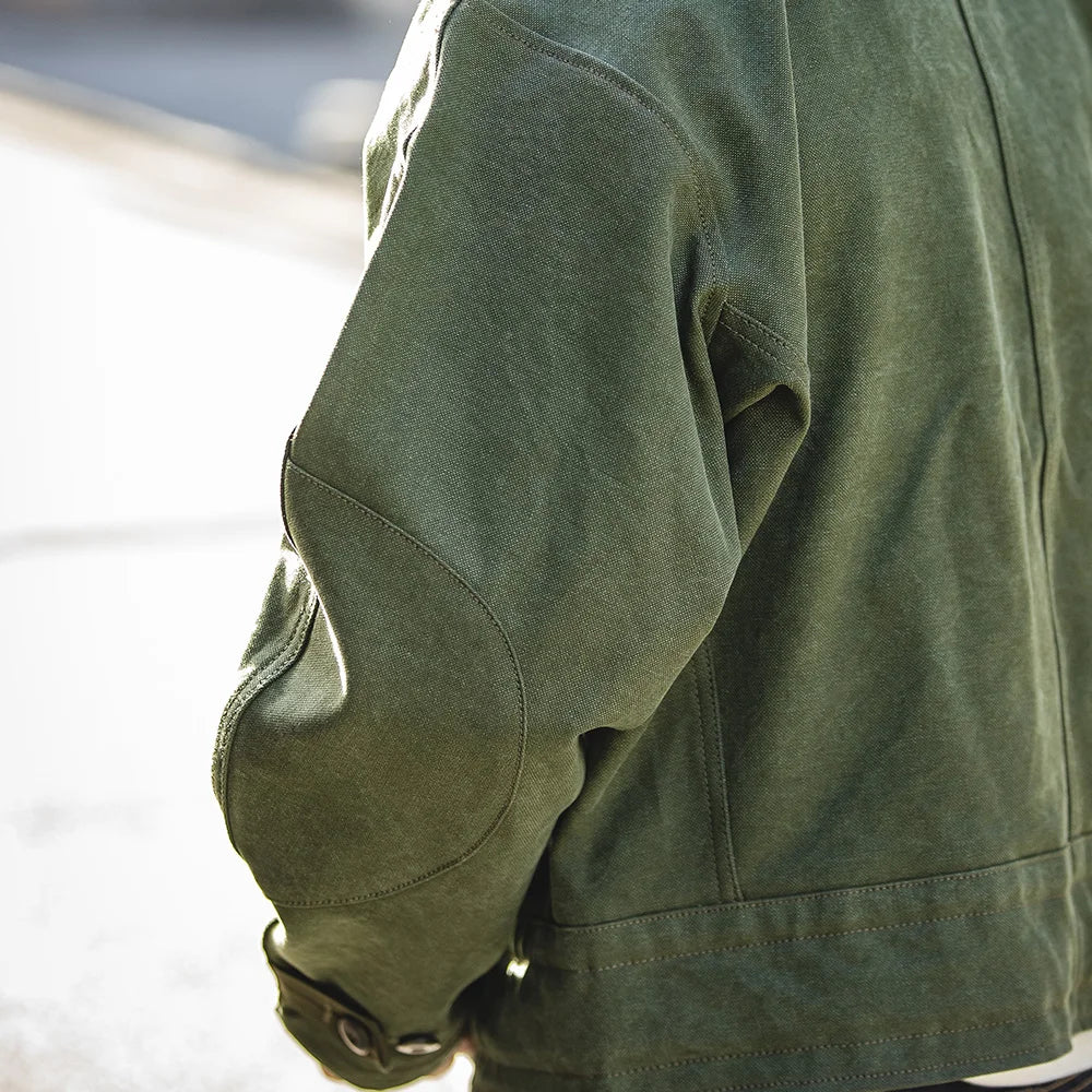 Army Green Retro Bomber Jacket