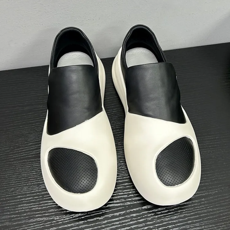 Black & White Leather Platform Shoes