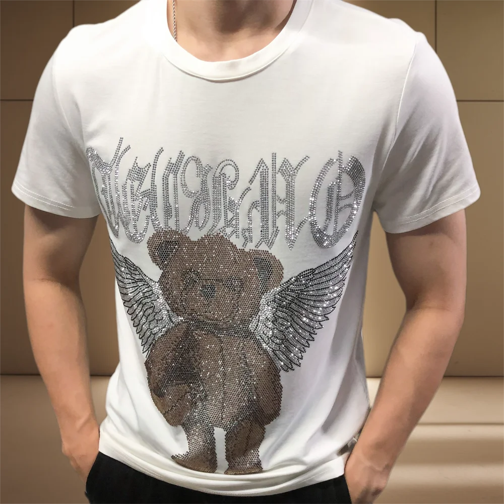 Bear Wing Rhinestone White T-Shirt