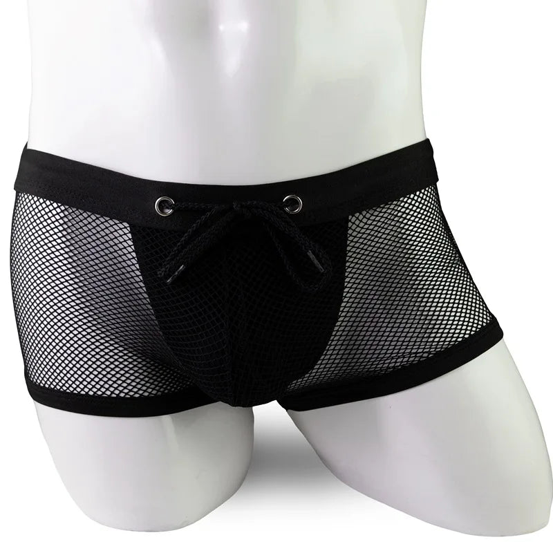 Solid Mesh See-Through Polyester Boxer