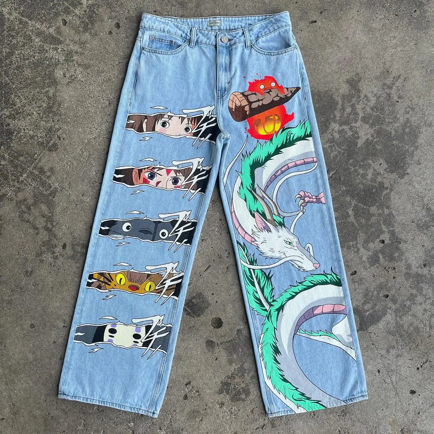 Harajuku Anime Graphic Printed Jeans