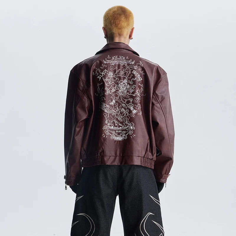 Personalized Embroidery Pattern Leather Jacket