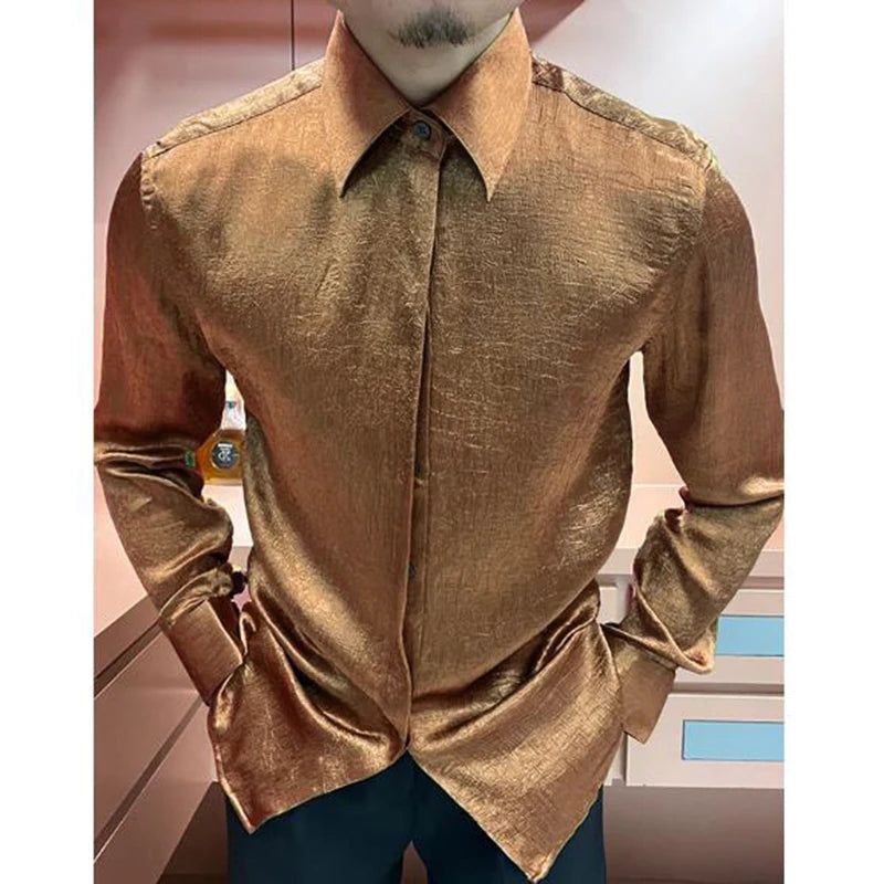 Casual Silk Look Long Sleeve Shirt