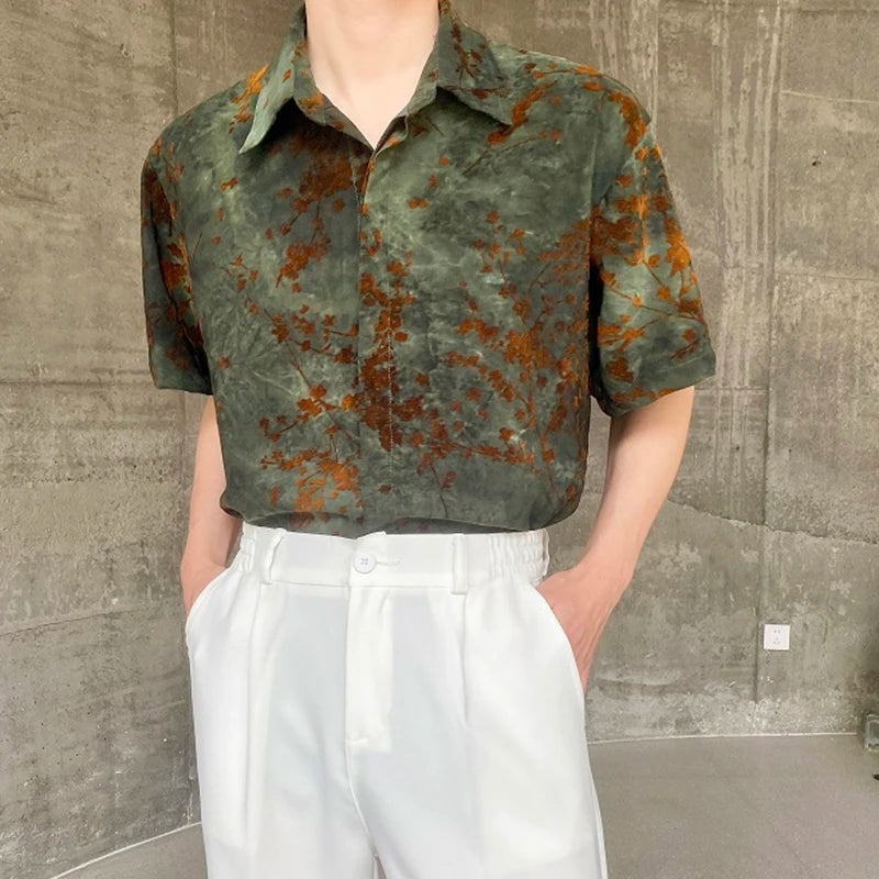 Short-Sleeved Cotton Jacquard Shirt